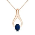 thumbnail image 1 of ANGARA Natural 1.55 Ct Oval Sapphire Wishbone Pendant in 14K Rose Gold for Women (Size-8x6mm) | September Birthstone, Birthday, Anniversary, Jewelry Gift for Women | Natural Blue Sapphire Necklace, 1 of 7