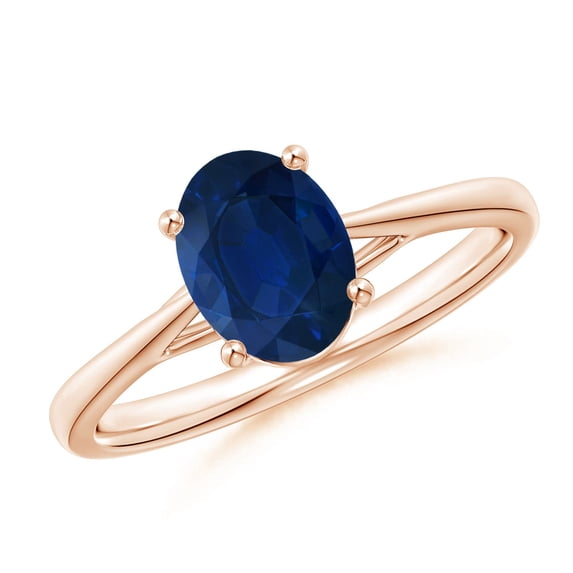 ANGARA Natural 1.55 Ct Prong-Set Oval Sapphire Cathedral Solitaire Ring in 14K Rose Gold for Women (Size-8x6mm) | September Birthstone, Anniversary, Jewelry Gift for Women | Natural Sapphire Ring