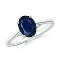 thumbnail image 1 of ANGARA Natural 1.55 Ct Prong-Set Oval Sapphire Cathedral Solitaire Ring in 14K White Gold for Women (Size-8x6mm) | September Birthstone, Anniversary, Jewelry Gift for Women | Natural Sapphire Ring, 1 of 9