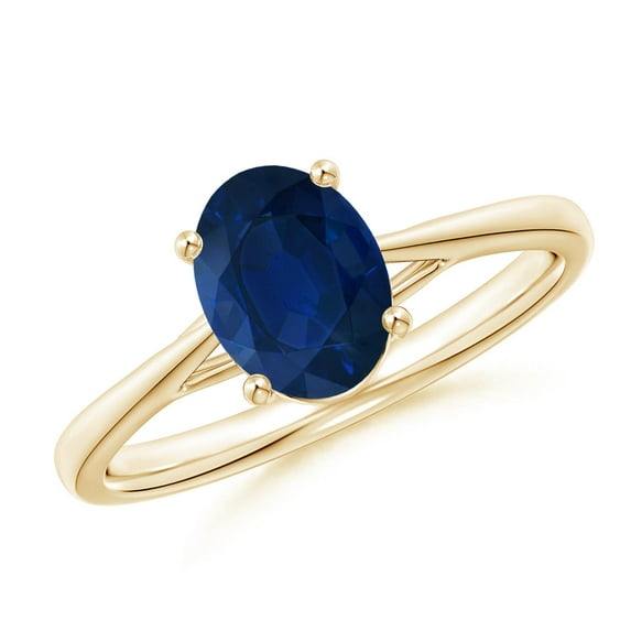 Angara Natural 1.55 Ct. Blue Sapphire Solitaire Ring in 14K Yellow Gold for Women (Ring Size: 11.5)