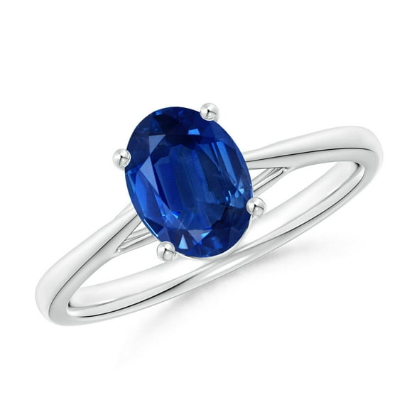 Angara Natural 1.55 Ct. Blue Sapphire Solitaire Ring in Sterling Silver for Women (Ring Size: 4.5)