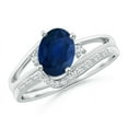 thumbnail image 1 of ANGARA Natural Oval 1.55 ct Blue Sapphire and Diamond Bridal Set in 14K White Gold for Women (Size-8x6mm) | September Birthstone, Anniversary, Jewelry Gift for Women | Natural Blue Sapphire Ring, 1 of 8