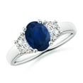 thumbnail image 1 of Angara Natural 1.55 Ct. Blue Sapphire with Diamond Classic Ring in Sterling Silver for Women (Ring Size: 9), 1 of 10