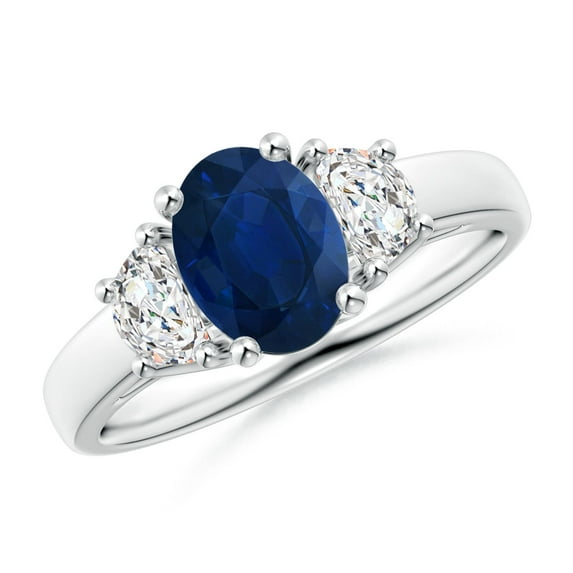 Angara Natural 1.55 Ct. Blue Sapphire with Diamond Classic Ring in Sterling Silver for Women (Ring Size: 9)