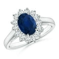 thumbnail image 1 of ANGARA Natural 1.55 ct Blue Sapphire Ring with Diamond in 14K White Gold for Women (Size-8x6mm) | September Birthstone, Anniversary, Jewelry Gift for Women | Natural Sapphire Ring, 1 of 12