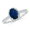 thumbnail image 1 of ANGARA Natural Oval 1.55 ct Blue Sapphire and Diamond Halo Ring in 14K White Gold for Women (Size-8x6mm) | September Birthstone, Anniversary, Jewelry Gift for Women | Natural Blue Sapphire Ring, 1 of 8