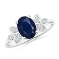 thumbnail image 1 of ANGARA Natural 1.55 ct Blue Sapphire Ring with Diamond Accents in 14K White Gold for Women (Size-8x6mm) | September Birthstone, Anniversary, Jewelry Gift for Women | Natural Sapphire Ring, 1 of 8