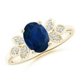 thumbnail image 1 of ANGARA Natural 1.55 ct Blue Sapphire Ring with Diamond Accents in 14K Yellow Gold for Women (Size-8x6mm) | September Birthstone, Anniversary, Jewelry Gift for Women | Natural Sapphire Ring, 1 of 8