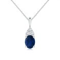 thumbnail image 1 of ANGARA Natural 1.55 Ct Sapphire Pendant with Trio Diamond in 925 Sterling Silver for Women (Size-8x6mm) | September Birthstone, Anniversary, Jewelry Gift for Women | Natural Blue Sapphire Necklace, 1 of 7