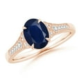 thumbnail image 1 of Angara Natural 1.55 Ct. Blue Sapphire with Diamond Vintage Inspired Ring in 14K Rose Gold for Women (Ring Size: 3), 1 of 11