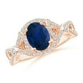 thumbnail image 1 of ANGARA Natural 1.55 Ct Vintage Style Sapphire Split Shank Engagement Ring in 14K Rose Gold for Women (Size-8x6mm) | September Birthstone, Anniversary, Jewelry Gift for Women | Natural Sapphire Ring, 1 of 8