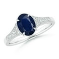 thumbnail image 1 of ANGARA Natural 1.55 Ct Aeon Sapphire Engagement Ring with Milgrain in 14K White Gold for Women (Size-8x6mm) | September Birthstone, Anniversary, Jewelry Gift for Women | Natural Sapphire Ring, 1 of 11