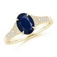 thumbnail image 1 of ANGARA Natural 1.55 Ct Aeon Sapphire Engagement Ring with Milgrain in 14K Yellow Gold for Women (Size-8x6mm) | September Birthstone, Anniversary, Jewelry Gift for Women | Natural Sapphire Ring, 1 of 11