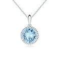thumbnail image 1 of ANGARA Natural Rope-Framed Claw-Set 1.6 ct Aquamarine Solitaire Pendant in 14K White Gold for Women (Size-8mm) | March Birthstone, Anniversary, Jewelry Gift for Women | Natural Aquamarine Necklace, 1 of 7