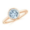 thumbnail image 1 of ANGARA Natural Bezel-Set Round 1.6 ct Aquamarine Solitaire Engagement Ring in 14K Rose Gold for Women (Size-8mm) | March Birthstone, Anniversary, Jewelry Gift for Women | Natural Aquamarine Ring, 1 of 8