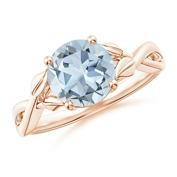 Angara Natural 1.6 Ct. Aquamarine Solitaire Ring in 14K Rose Gold for Women (Ring Size: 3)