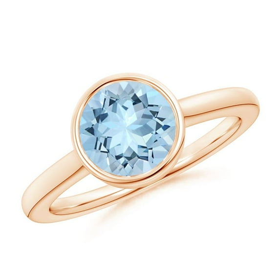 ANGARA Natural 1.6 Ct. Aquamarine Solitaire Ring in 14K Rose Gold for Women (Ring Size: 4.5)