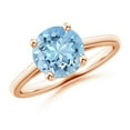 thumbnail image 1 of ANGARA Natural Prong-Set Round 1.6 ct Aquamarine Solitaire Engagement Ring in 14K Rose Gold for Women (Size-8mm) | March Birthstone, Anniversary, Jewelry Gift for Women | Natural Aquamarine Ring, 1 of 8