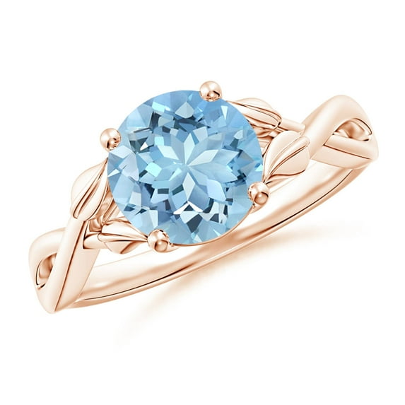 Angara Natural 1.6 Ct. Aquamarine Solitaire Ring in 14K Rose Gold for Women (Ring Size: 6)