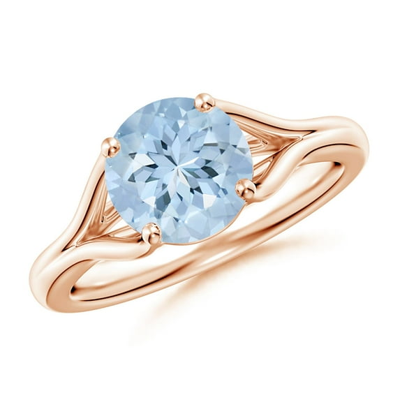 Angara Natural 1.6 Ct. Aquamarine Solitaire Ring in 14K Rose Gold for Women (Ring Size: 8.5)