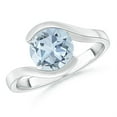 thumbnail image 1 of ANGARA Natural Semi Bezel-Set Solitaire Round 1.6 ct Aquamarine Bypass Ring in 14K White Gold for Women (Size-8mm) | March Birthstone, Anniversary, Jewelry Gift for Women | Natural Aquamarine Ring, 1 of 10