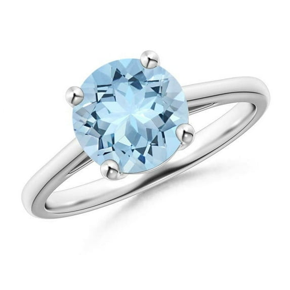 ANGARA Natural Prong-Set 1.6 ct Aquamarine Solitaire Engagement Ring in 925 Sterling Silver for Women (Size-8mm) | March Birthstone, Anniversary, Jewelry Gift for Women | Natural Aquamarine Ring