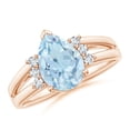 thumbnail image 1 of ANGARA Natural Pear 1.6 ct Aquamarine Ring with Triple Diamond Accents in 14K Rose Gold for Women (Size-10x7mm) | March Birthstone, Anniversary, Jewelry Gift for Women | Natural Aquamarine Ring, 1 of 8