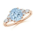 thumbnail image 1 of Angara Natural 1.6 Ct. Aquamarine with Diamond Classic Ring in 14K Rose Gold for Women (Ring Size: 3), 1 of 10