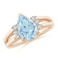 thumbnail image 1 of ANGARA Natural Pear 1.6 ct Aquamarine Ring with Triple Diamond Accents in 14K Rose Gold for Women (Size-10x7mm) | March Birthstone, Anniversary, Jewelry Gift for Women | Natural Aquamarine Ring, 1 of 10