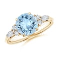 thumbnail image 1 of Angara Natural 1.6 Ct. Aquamarine with Diamond Classic Ring in 14K Yellow Gold for Women (Ring Size: 3.5), 1 of 10