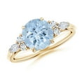 thumbnail image 1 of Angara Natural 1.6 Ct. Aquamarine with Diamond Classic Ring in 14K Yellow Gold for Women (Ring Size: 3.5), 1 of 10