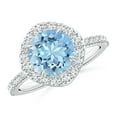 thumbnail image 1 of Angara Natural 1.6 Ct. Aquamarine with Diamond Halo Ring in 14K White Gold for Women (Ring Size: 11.5), 1 of 9