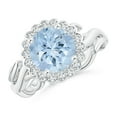 thumbnail image 1 of Angara Natural 1.6 Ct. Aquamarine with Diamond Halo Ring in 14K White Gold for Women (Ring Size: 3), 1 of 10
