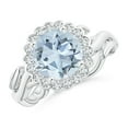 thumbnail image 1 of ANGARA Natural Vintage Inspired 1.6 ct Aquamarine Flower and Vine Ring in 14K White Gold for Women (Size-8mm) | March Birthstone, Anniversary, Jewelry Gift for Women | Natural Aquamarine Ring, 1 of 9