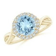 thumbnail image 1 of Angara Natural 1.6 Ct. Aquamarine with Diamond Halo Ring in 14K Yellow Gold for Women (Ring Size: 11.5), 1 of 10
