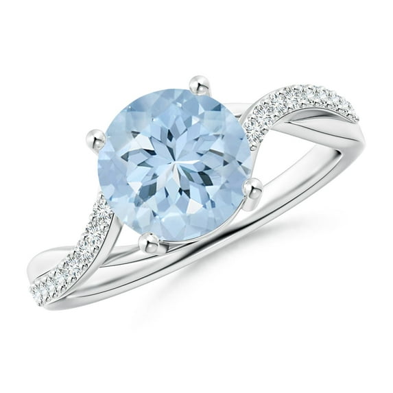 Angara Natural 1.6 Ct. Aquamarine with Diamond Infinity Ring in 14K White Gold for Women (Ring Size: 11.5)
