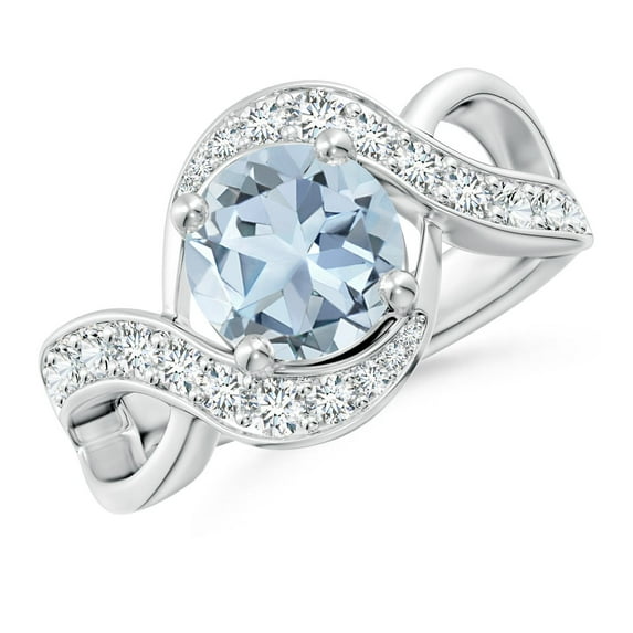 Angara Natural 1.6 Ct. Aquamarine with Diamond Infinity Ring in 14K White Gold for Women (Ring Size: 3.5)