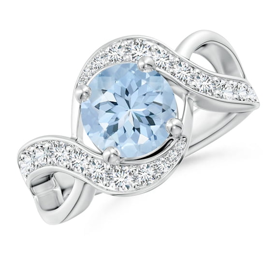 ANGARA Natural Solitaire Round 1.6 ct Aquamarine Infinity Promise Ring in 14K White Gold for Women (Size-8mm) | March Birthstone, Anniversary, Jewelry Gift for Women | Natural Aquamarine Ring