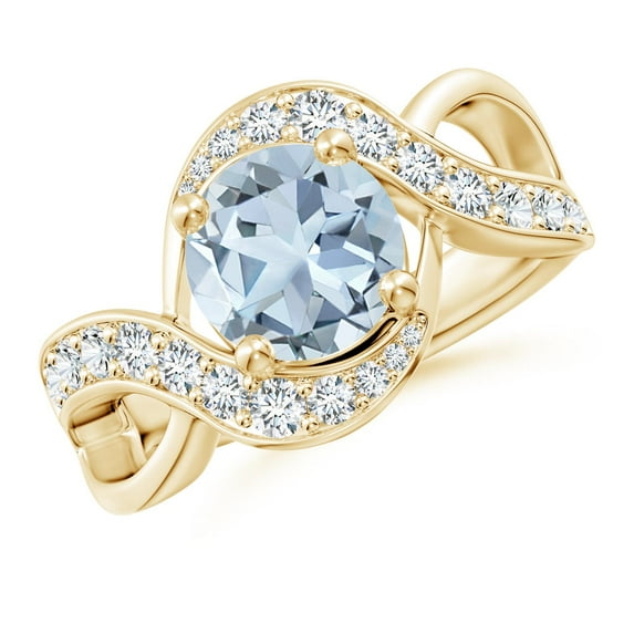 Angara Natural 1.6 Ct. Aquamarine with Diamond Infinity Ring in 14K Yellow Gold for Women (Ring Size: 3)