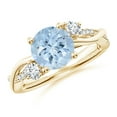 thumbnail image 1 of ANGARA Natural Nature Inspired 1.6 ct Aquamarine & Diamond Twisted Vine Ring in 14K Yellow Gold for Women (Size-8mm) | March Birthstone, Anniversary, Jewelry Gift for Women | Natural Aquamarine Ring, 1 of 9