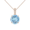 thumbnail image 1 of ANGARA Natural Prong-Set Round 1.6 ct Aquamarine Pendant with Diamond Bale in 14K Rose Gold for Women (Size-8mm) | March Birthstone, Anniversary, Jewelry Gift for Women | Natural Aquamarine Necklace, 1 of 8