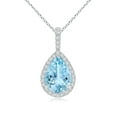 thumbnail image 1 of ANGARA Natural 1.6 ct Aquamarine Teardrop Pendant with Diamond Halo in 14K White Gold for Women (Size-10x7mm) | March Birthstone, Anniversary, Jewelry Gift for Women | Natural Aquamarine Necklace, 1 of 8
