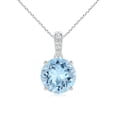 thumbnail image 1 of ANGARA Natural Prong-Set Round 1.6 ct Aquamarine Pendant with Diamond Bale in 14K White Gold for Women (Size-8mm) | March Birthstone, Anniversary, Jewelry Gift for Women | Natural Aquamarine Necklace, 1 of 9