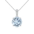 thumbnail image 1 of ANGARA Natural Prong-Set Round 1.6 ct Aquamarine Pendant with Diamond Bale in 14K White Gold for Women (Size-8mm) | March Birthstone, Anniversary, Jewelry Gift for Women | Natural Aquamarine Necklace, 1 of 9