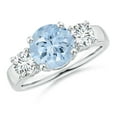 thumbnail image 1 of Angara Natural 1.6 Ct. Aquamarine with Diamond Three Stone Ring in Sterling Silver for Women (Ring Size: 12), 1 of 12