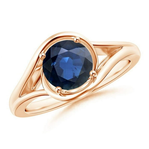 ANGARA Natural Twist Split Shank 1.6 ct Blue Sapphire Engagement Ring in 14K Rose Gold for Women (Size-7mm) | September Birthstone, Anniversary, Jewelry Gift for Women | Natural Sapphire Ring