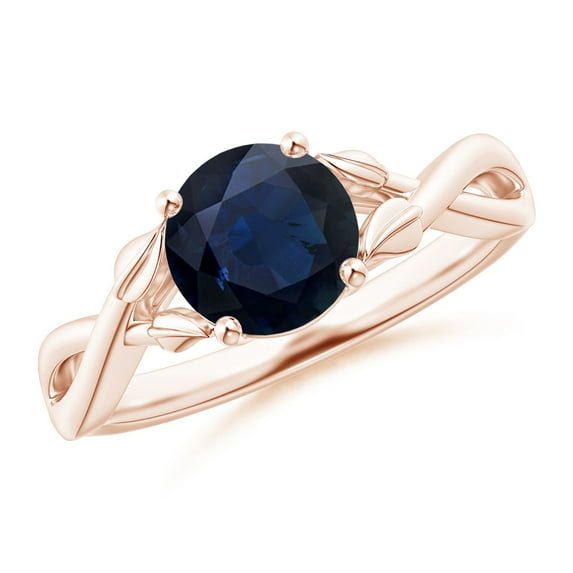 ANGARA Natural 1.6 ct Blue Sapphire Crossover Engagement Ring in 14K Rose Gold for Women (Size-7mm) | September Birthstone, Anniversary, Jewelry Gift for Women | Natural Sapphire Ring