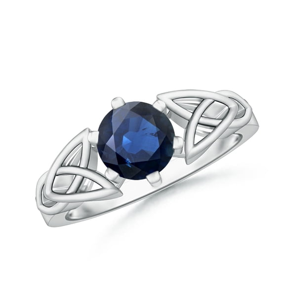 ANGARA Natural 1.6 Ct Solitaire Round Sapphire Celtic Knot Ring in 14K White Gold for Women (Size-7mm) | September Birthstone, Anniversary, Jewelry Gift for Women | Natural Blue Sapphire Ring