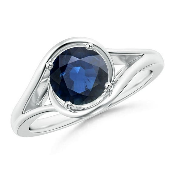 ANGARA Natural Twist Split Shank 1.6 ct Blue Sapphire Engagement Ring in 14K White Gold for Women (Size-7mm) | September Birthstone, Anniversary, Jewelry Gift for Women | Natural Sapphire Ring