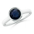 thumbnail image 1 of ANGARA Natural Bezel-Set Round 1.6 ct Blue Sapphire Solitaire Ring in 14K White Gold for Women (Size-7mm) | September Birthstone, Anniversary, Jewelry Gift for Women | Natural Blue Sapphire Ring, 1 of 9